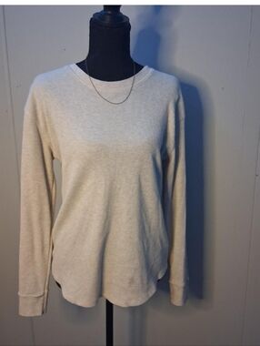 Time and Tru Beige Waffle Knit Crewneck Top